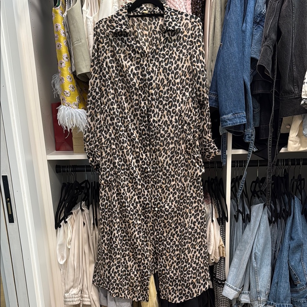 Leopard Print Long Sleeve Duster